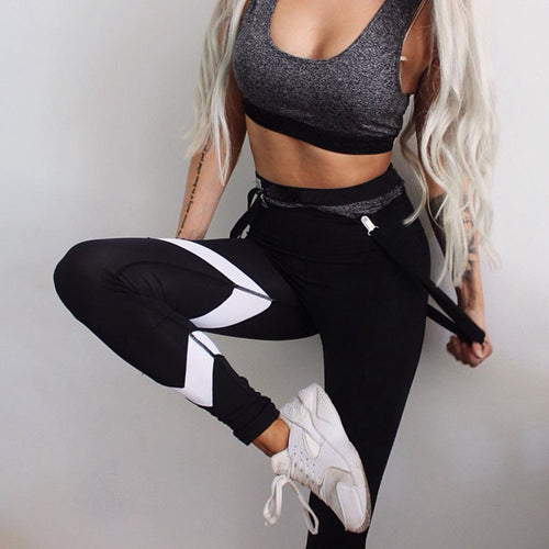 2017 Women Sports Yoga Pants Workout Dance Cropped Leggings High Waist Stretch Trousers #E5