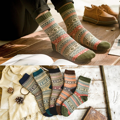 LNRRABC Winter Thick Warm Stripe Wool Socks Casual Calcetines Hombre Sock Business Male Socks