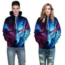 Load image into Gallery viewer, Unisex Couples Lovers 3D Sky Wolf Print Loose Hoodies Blouse Tops Shirt