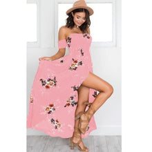 Load image into Gallery viewer, ELSVIOS Women Off Shoulder Floral Print Boho Dress Fashion Beach Summer Dresses Ladies Strapless Long Maxi Dress Vestidos XS-5XL