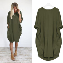 Load image into Gallery viewer, Womens Pocket Loose Dress Ladies Crew Neck Casual Long Tops Dress Plus Size