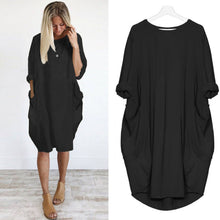 Load image into Gallery viewer, Womens Pocket Loose Dress Ladies Crew Neck Casual Long Tops Dress Plus Size