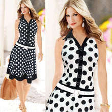 Load image into Gallery viewer, Women Fashion Polka Dot Sleeveless V-neck Print Dress One-piece Dresses