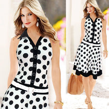 Load image into Gallery viewer, Women Fashion Polka Dot Sleeveless V-neck Print Dress One-piece Dresses