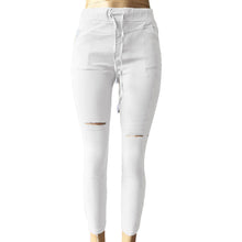 Load image into Gallery viewer, Women Skinny Ripped Pants Leggings High Waist Stretch Slim Pencil Cropped Ninth Trousers