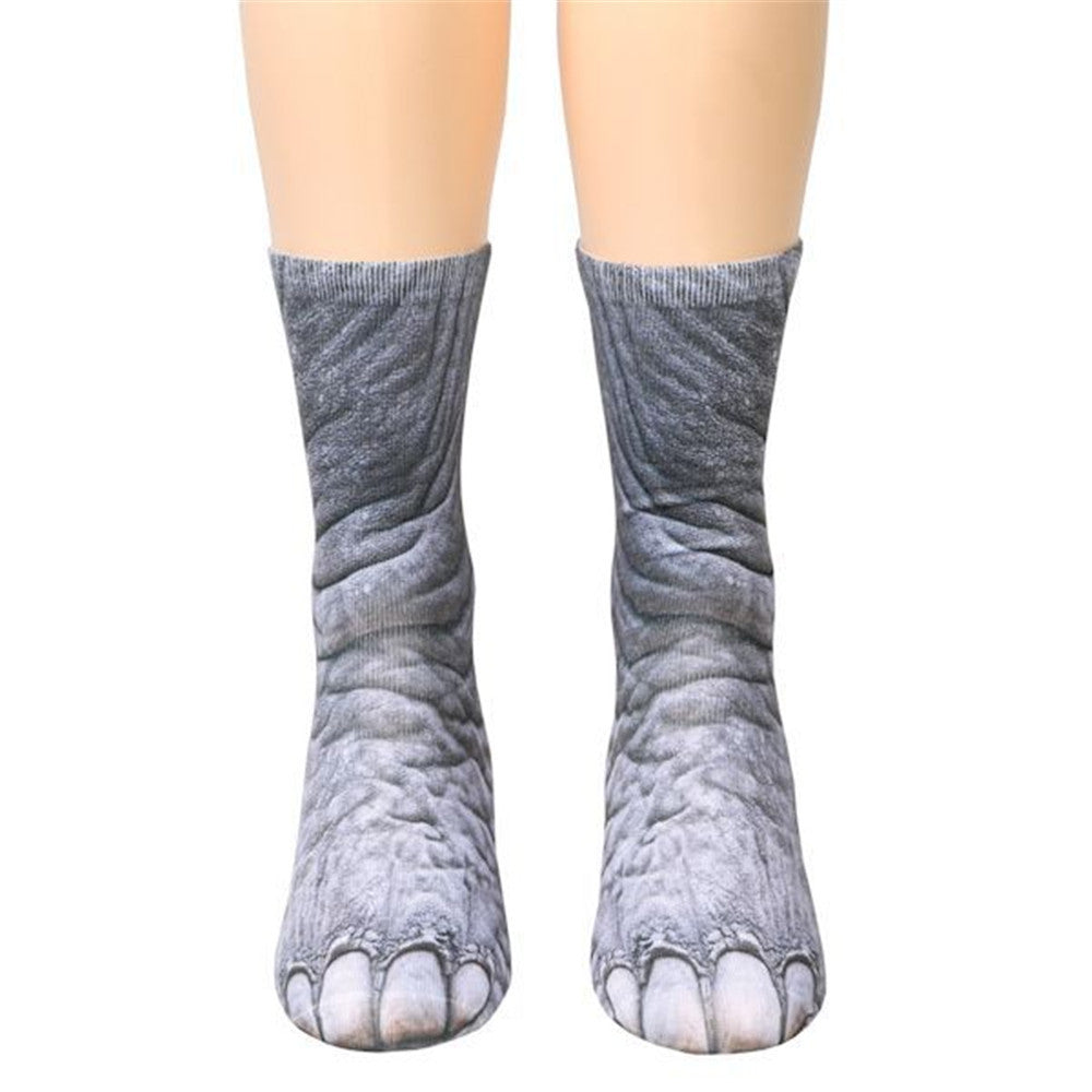 Women Man Adult Unisex Animal Paw Crew Socks Sublimated Print