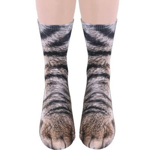 Women Man Adult Unisex Animal Paw Crew Socks Sublimated Print