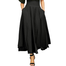 Load image into Gallery viewer, Women High Waist Pleated A Line Long Skirt Front Slit Belted Maxi Skirt