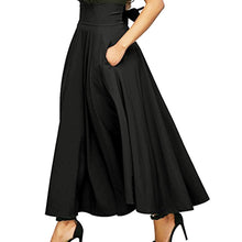 Load image into Gallery viewer, Women High Waist Pleated A Line Long Skirt Front Slit Belted Maxi Skirt