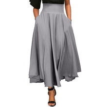 Load image into Gallery viewer, Women High Waist Pleated A Line Long Skirt Front Slit Belted Maxi Skirt