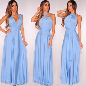 Women Convertible Multi Way Wrap Maxi Dress Backless Sexy Beach Sundress Bridesmaid Party Dresses Bandage Bodycon Long Prom Gown