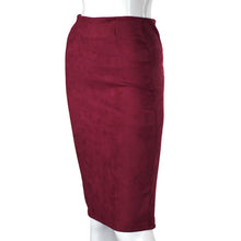 Load image into Gallery viewer, Women Skirts Suede Split Thick Stretchy Skirt Female Autumn Winter Bodycon Sexy Pencil Skirts Plus Size