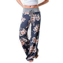 Load image into Gallery viewer, Women Loose Floral Print 2018 Wide Leg Pants Loose Mid Waist Straight Trousers Long Female Trousers Fashion Sweatpants Bottoms