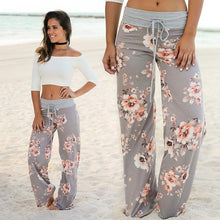 Load image into Gallery viewer, Women Loose Floral Print 2018 Wide Leg Pants Loose Mid Waist Straight Trousers Long Female Trousers Fashion Sweatpants Bottoms