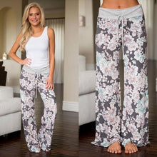 Load image into Gallery viewer, Women Loose Floral Print 2018 Wide Leg Pants Loose Mid Waist Straight Trousers Long Female Trousers Fashion Sweatpants Bottoms