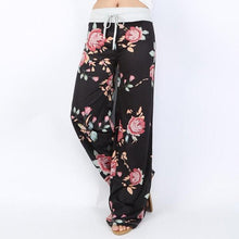 Load image into Gallery viewer, Women Loose Floral Print 2018 Wide Leg Pants Loose Mid Waist Straight Trousers Long Female Trousers Fashion Sweatpants Bottoms