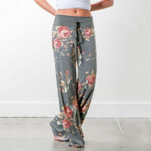 Load image into Gallery viewer, Women Loose Floral Print 2018 Wide Leg Pants Loose Mid Waist Straight Trousers Long Female Trousers Fashion Sweatpants Bottoms