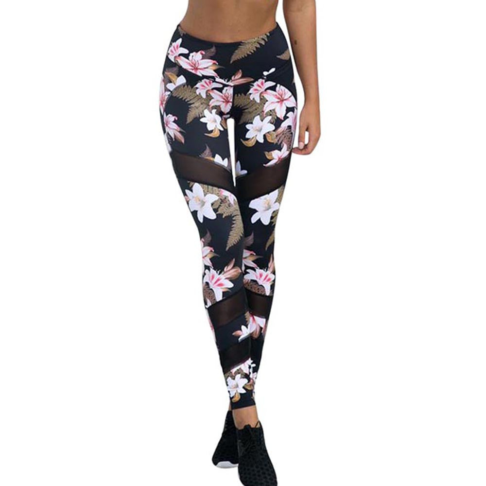 2017 Yoga Pants Women Sport Running Leggings Floral Print Female Workout Training Tights Dance Fitness Sport Pants Sport Wear#YW