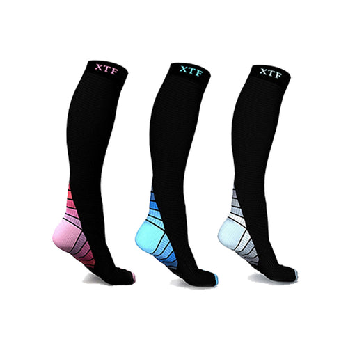 Unisex Compression Support Knee Length Socks 3-Pairs