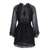 Load image into Gallery viewer, Simplee Lace up backless mesh dress women Elegant stringy selvedge sash mini dress Fashion long flare sleeve dresses vestidos