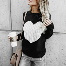 Load image into Gallery viewer, Conmoto Regular O Neck Long Sleeve Sweater Heart Patchwork Winter Thin Knitwear Pullover Sweters Women Invierno 2018