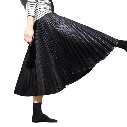 Gifts Skirt Chic High Waist Long Skirt Pleated Skirt Ladies Half Skirt Velvet Casual Dress