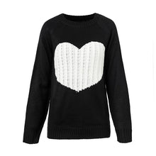 Load image into Gallery viewer, Conmoto Regular O Neck Long Sleeve Sweater Heart Patchwork Winter Thin Knitwear Pullover Sweters Women Invierno 2018