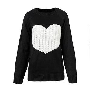 Conmoto Regular O Neck Long Sleeve Sweater Heart Patchwork Winter Thin Knitwear Pullover Sweters Women Invierno 2018