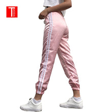 Load image into Gallery viewer, 2018 Spring Summer Women Satin Leisure Pants Casual Multicolor Retro White Striped Side Closed Comfy Sweatpants Female