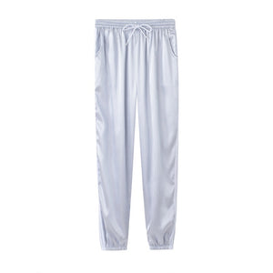 2018 Spring Summer Women Satin Leisure Pants Casual Multicolor Retro White Striped Side Closed Comfy Sweatpants Female