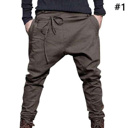 1Pcs Men Harem Pants Brand  Men Trousers Low Crotch Pant Men Joggers Feet Pants Hanging Crotch