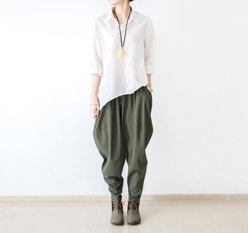 Linen Pants, Women Harem Pants