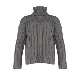 Autumn and winter turtleneck sweater women's new loose solid color sweater